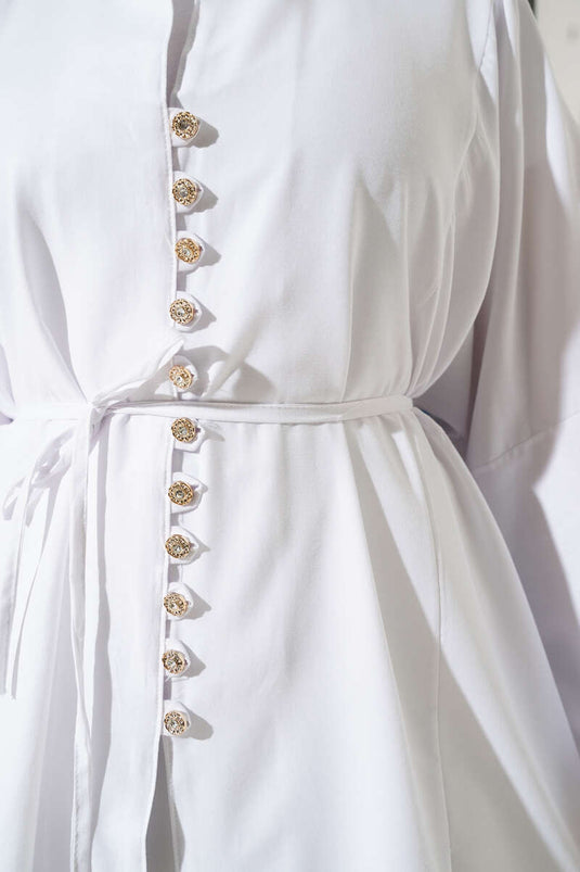 قميص تيريكوتون أبيض بأزرار من Stoned Brit