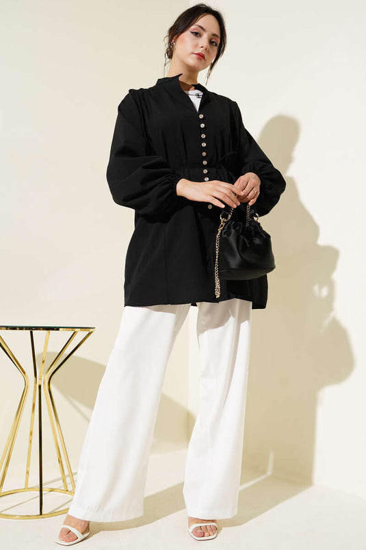 Chemise boutonnée Terikoton noire Stoned Brit