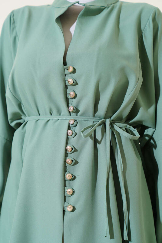 قميص تيريكوتون بأزرار من Stoned Brit باللون النعناعي