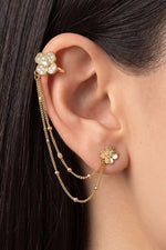 Boucles D'oreilles Helix Fleuries Or Avec Pierres
