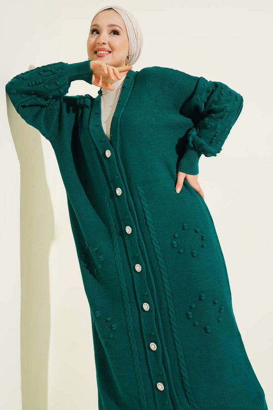 Cardigan tricoté boutonné Stoned Émeraude