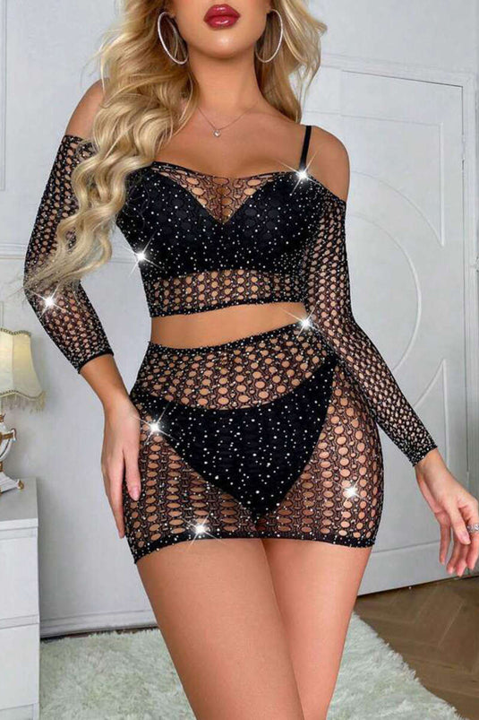 جوارب الجسم المزدوجة المصنوعة من شبكة حجرية سوداء