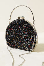 Sac De Soirée Ovale Orné De Pierres, Assorti
