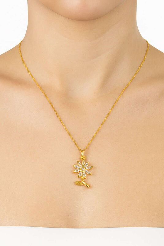 Collana con statuetta di margherita in oro e pietre