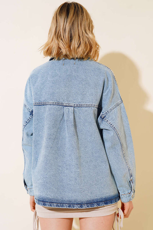 جاكيت جينز بجيوب من Stoned Bag مع غسول ثلجي