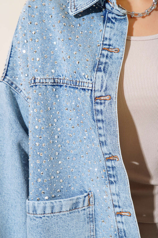 Stoned Bag Pocket Denim Jacket Snow Wash