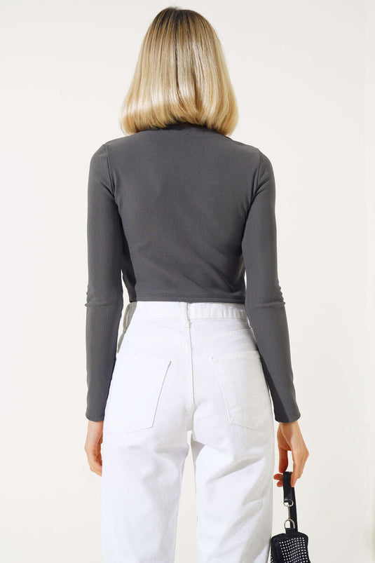 Stoned Long Sleeve Camisole Blouse Smoke