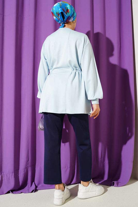 Tunica Loyşa con Lacci Laterali e Pietre, Azzurro Ghiaccio