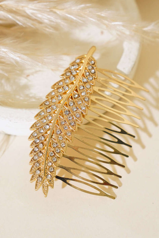 Boucle Peigne Feuille de Pierre Or