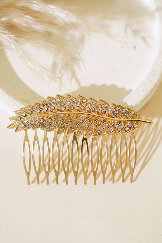 Boucle Peigne Feuille de Pierre Or