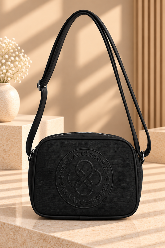 Sac Bandoulière Noir À Compartiments Doubles