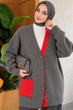 Gilet À Poches Avec Détail De Barbe En Gris Fumé