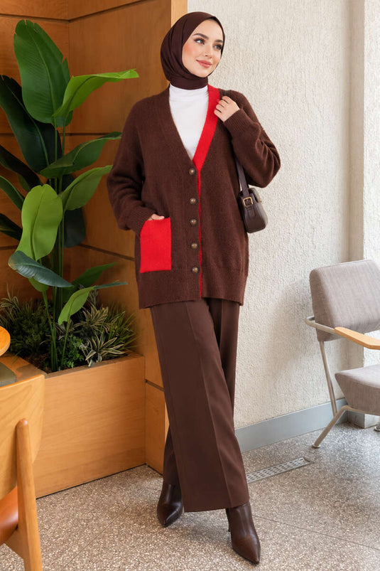 Gilet Marron Avec Poches Texturées