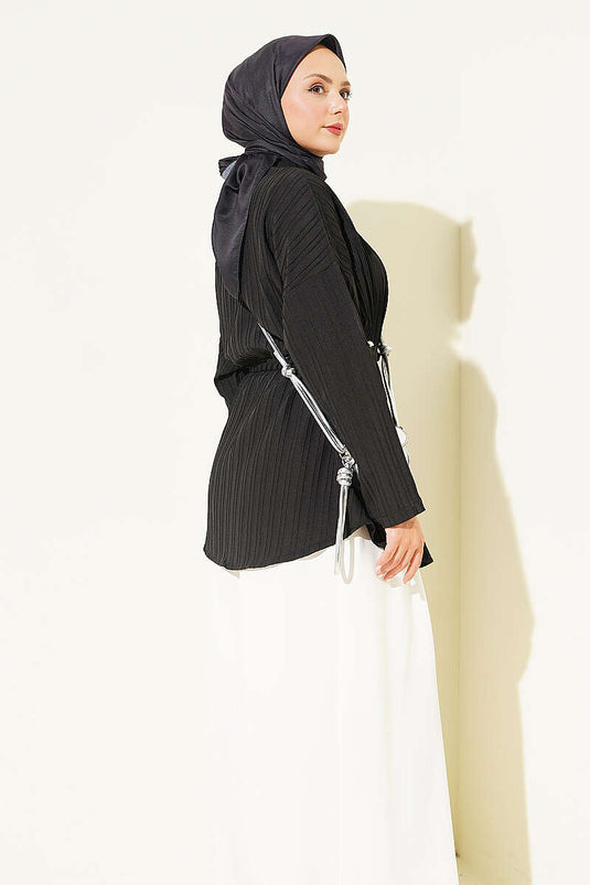 Chemise Longue À Poches Et Ceinture Noire