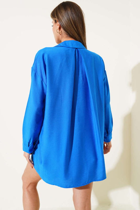 Chemise basique décontractée à une poche couleur saxophone