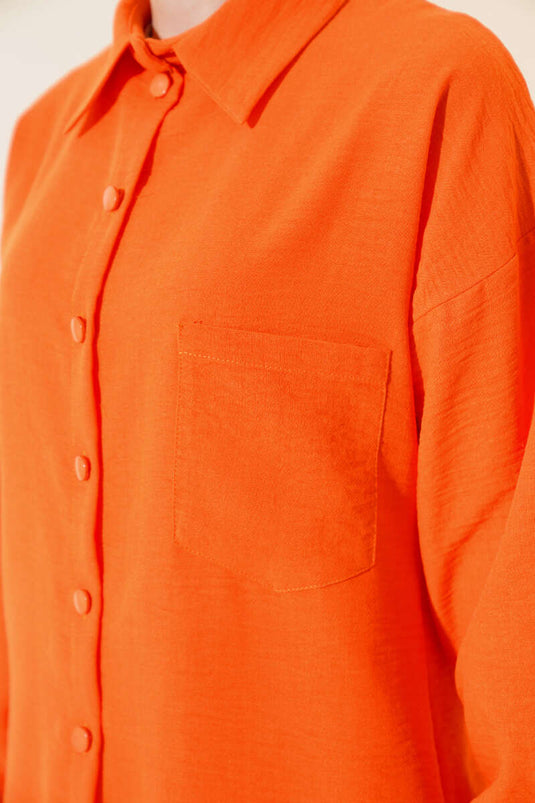 Costume double décontracté à une poche orange