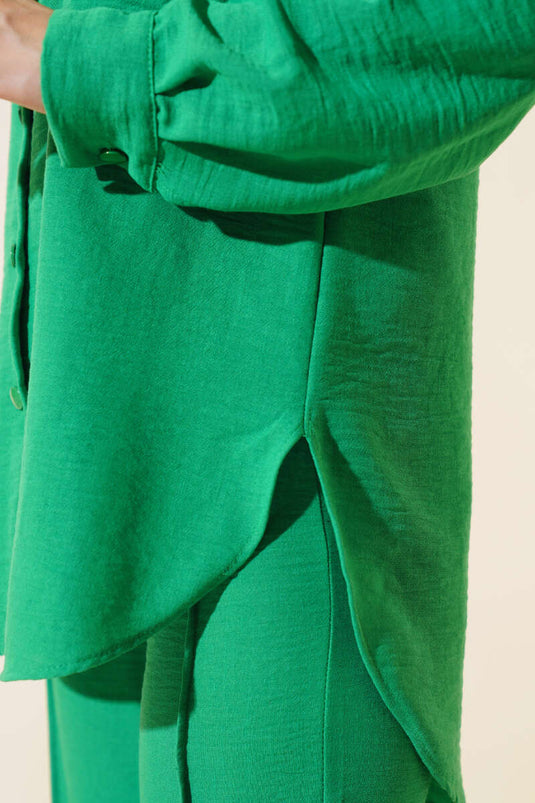 Costume double décontracté à une poche vert