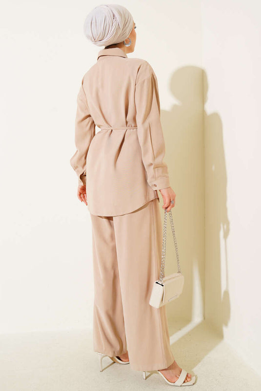 بدلة من قطعتين من تينسيل بجيب واحد لاتيه