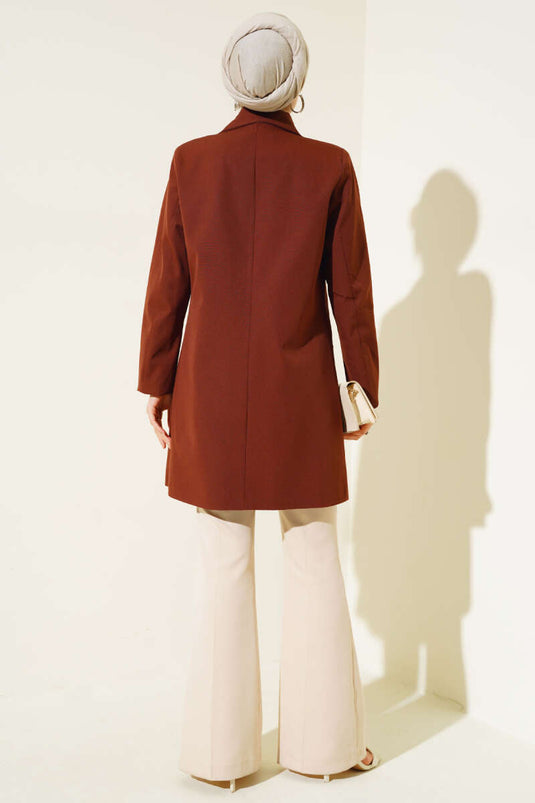 Veste Blazer À Un Bouton Marron