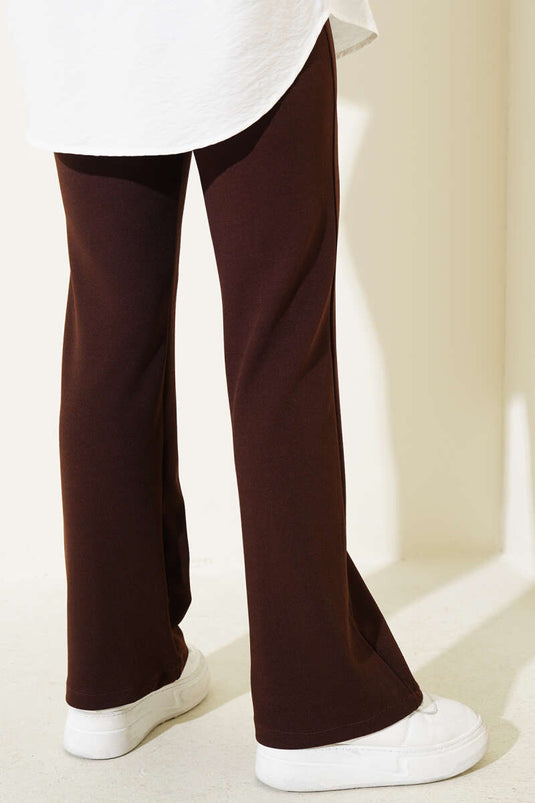 Pantalon à bouton unique marron amer