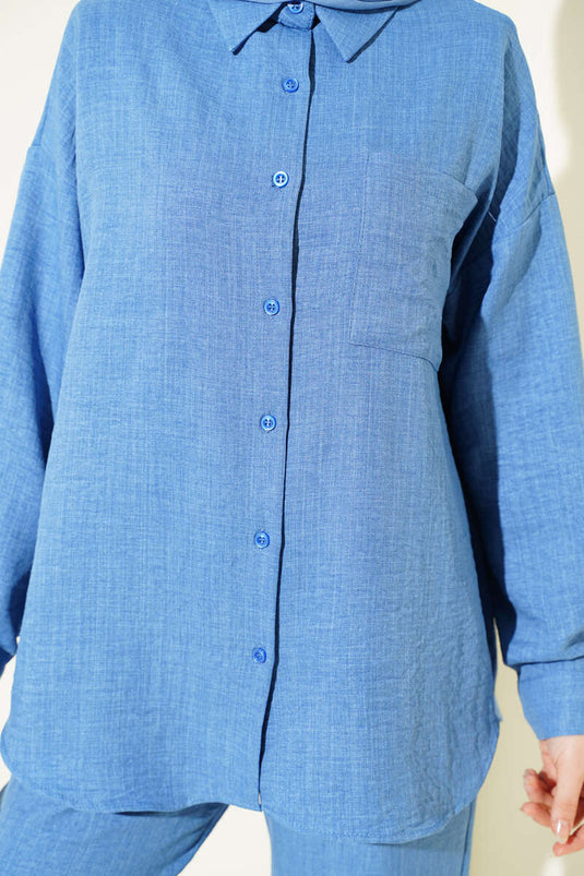 Completo doppio con camicia a tasca singola blu