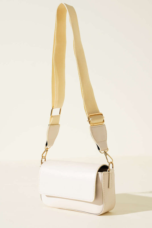 Single-Compartment Magnetic Shoulder Bag, Ecru
