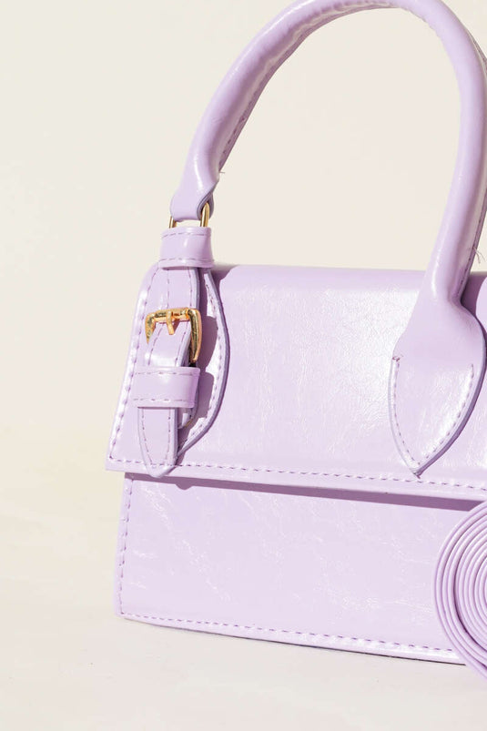 Patent Leather Bag with Single Belt Detail, Lilac