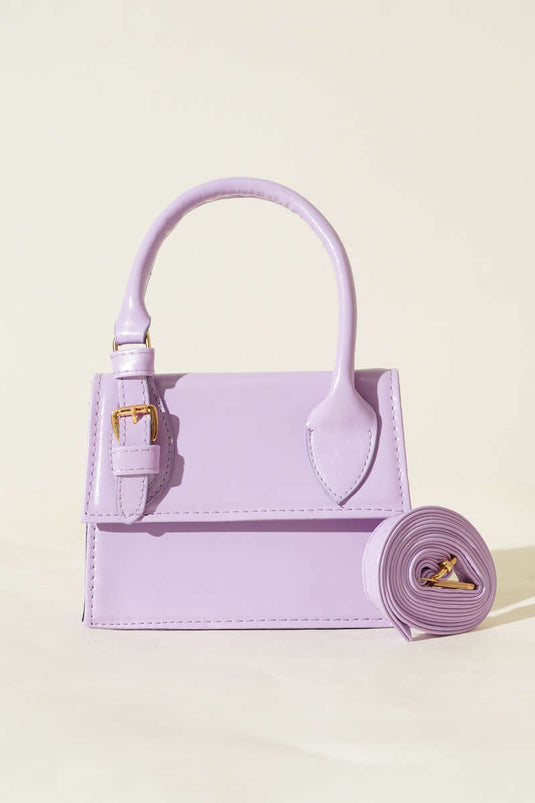 Single Belt Detail Patent Leather Bag Lilac