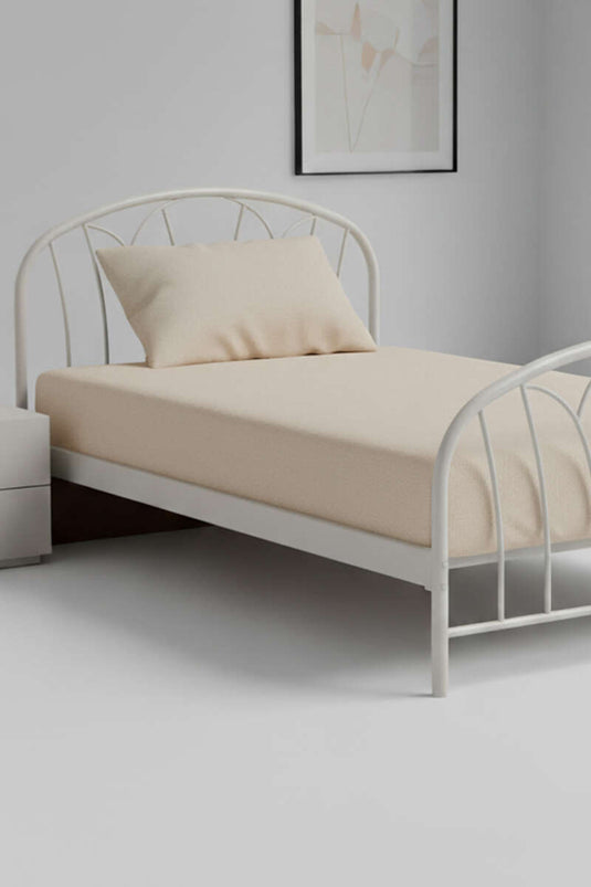 طقم ملاءات سرير مفردة، بيج