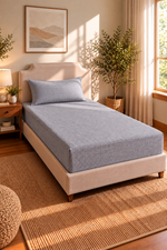 Ensemble De Draps Housse Extensible Pour Lit Simple Gris