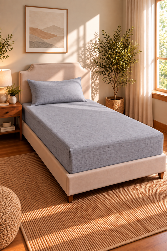 Ensemble De Draps Housse Extensible Pour Lit Simple Gris