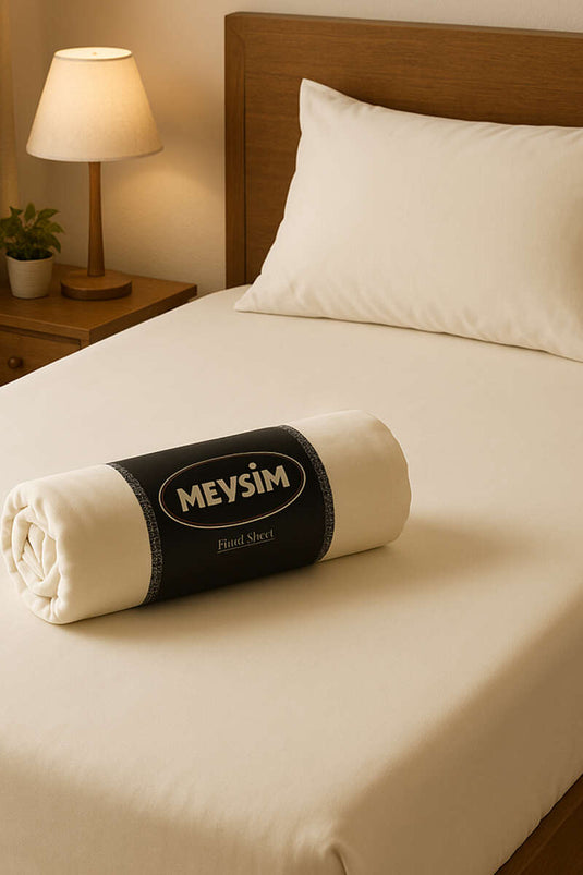 Single Fitted Jersey Sheet, Ecru