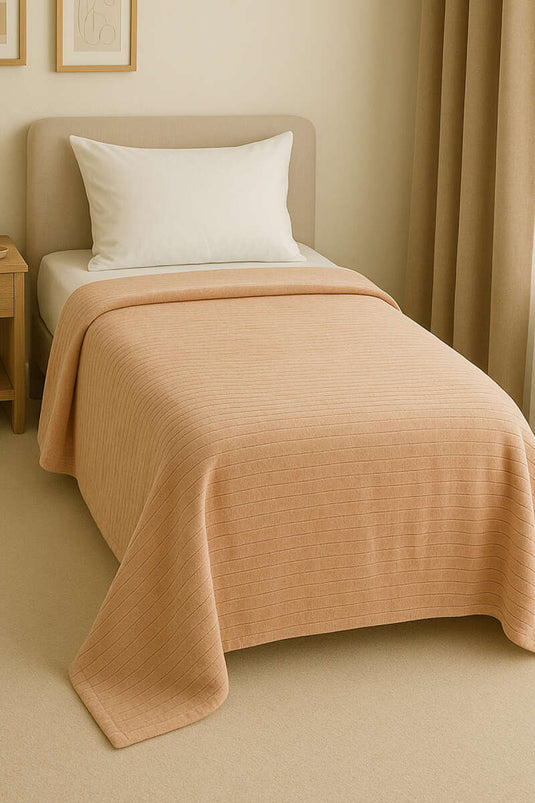 Eenpersoons polar deken beige