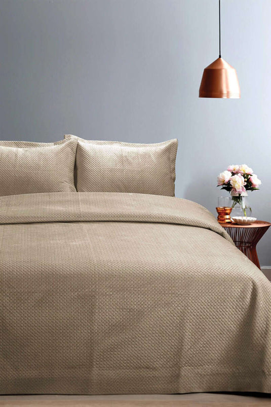 Eenpersoons sprei beige