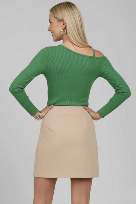 Blouse met één schouder en bandjes, groen