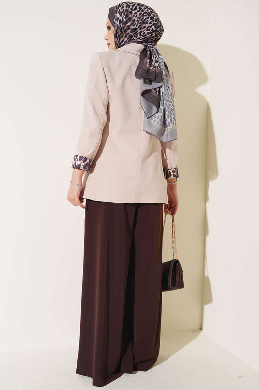 Solid Brown Pleated Palazzo Pants