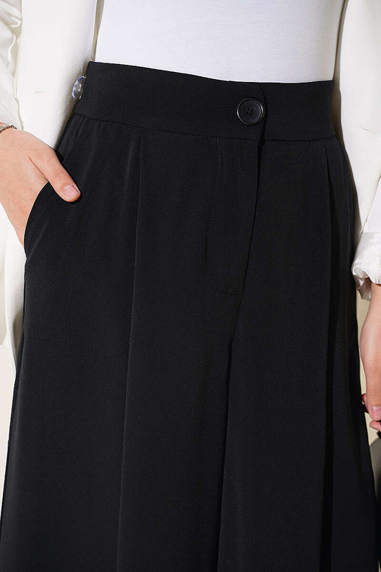 Solid Black Pleated Palazzo Pants