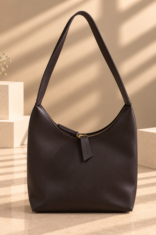 Sac En Cuir Marron À Poignée Et Bandoulière Pour Main Et Épaule