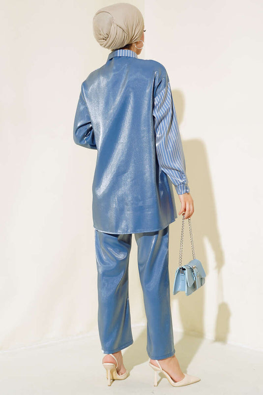 Single Sided Striped Suit Indigo