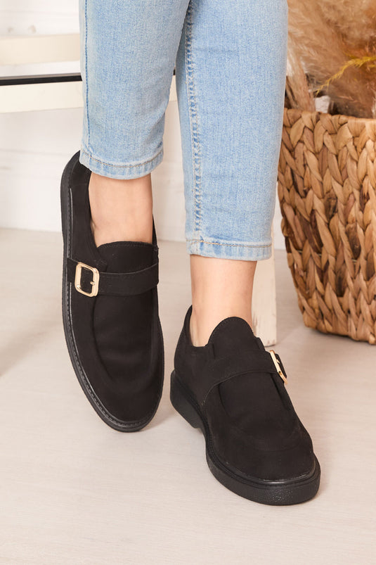 Chaussures décontractées noires à boucle unique