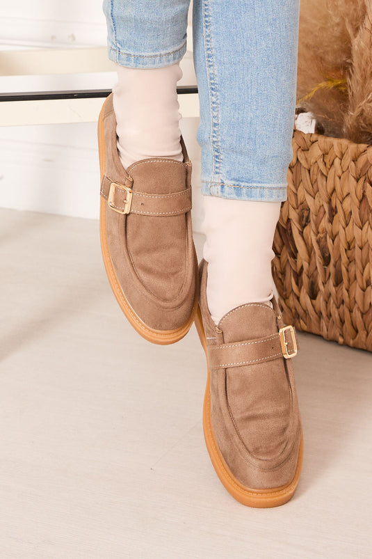 Chaussures décontractées à boucle unique en vison