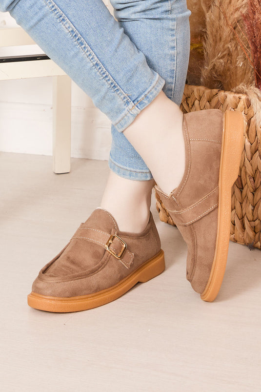 Chaussures décontractées à boucle unique en vison