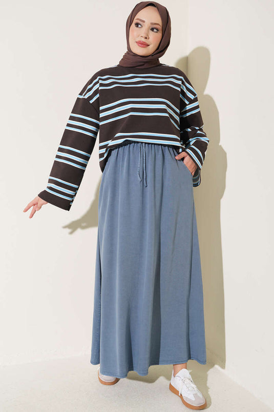 Jupe En Tencel Indigo À Poches