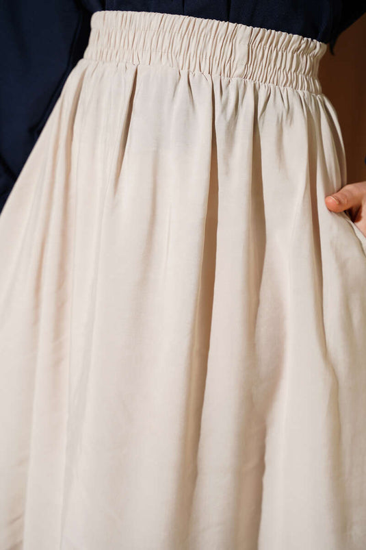 Tencel Pleated Flared Skirt Stone