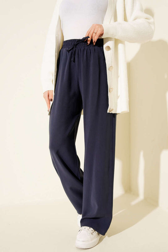 Tencel Palazzo-Hose Marineblau