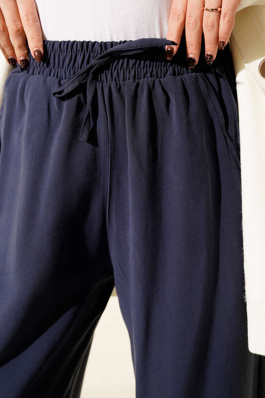 Tencel Palazzo-Hose Marineblau