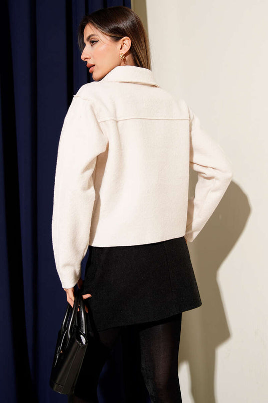 Veste courte à coutures inversées, crème