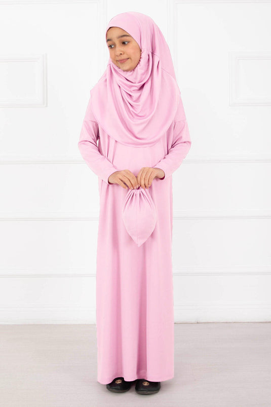 Robe de prière pour enfant en voile pudre clair