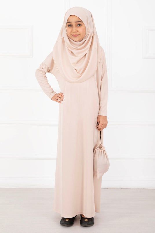 Tesettür Çocuk Namaz Elbisesi Bej