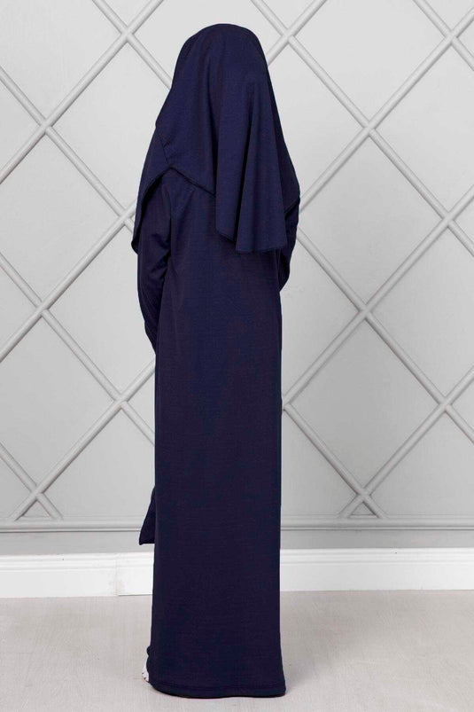 Robe de prière hijab pour enfants bleu marine